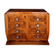 Commode art déco de forme tulipe en marqueterie de bois précieux
