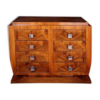 Tulip-shaped art deco dresser in precious wood marquetry
