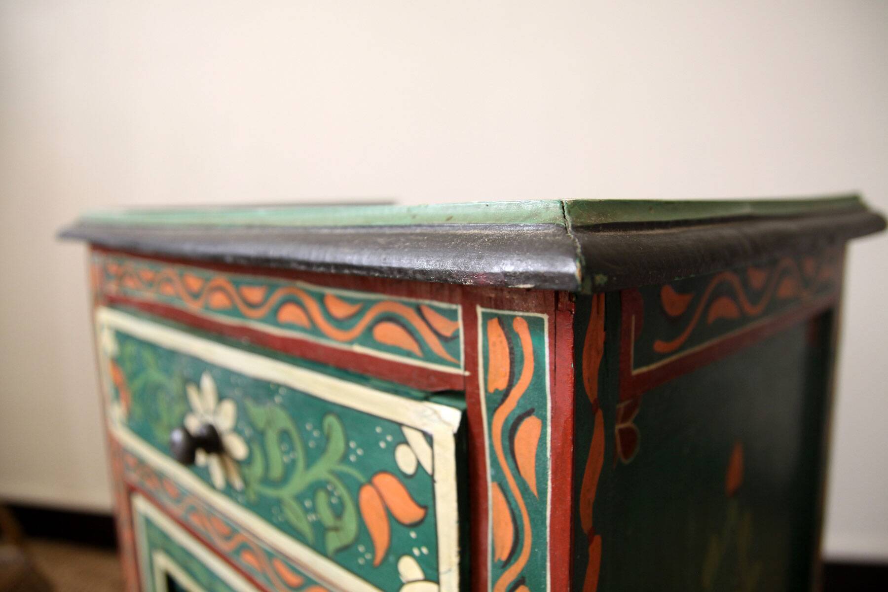 Hand painted wooden bedside table