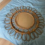 Large rattan sun mirror from the 50s/60s