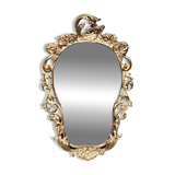 Miroir ancien en bois de style rococo. Noyer massif.