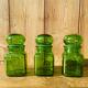 Lot de 3 pots en verre vert vintage Ariel