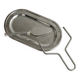 Foie gras set in shiny silver metal