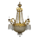 Large 155 cm crystal chandelier in Rococo style with 8 light arms.