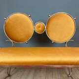 Wrought iron and velvet sofa