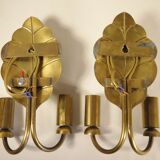 Paire d'appliques " feuilles " en laiton 1970