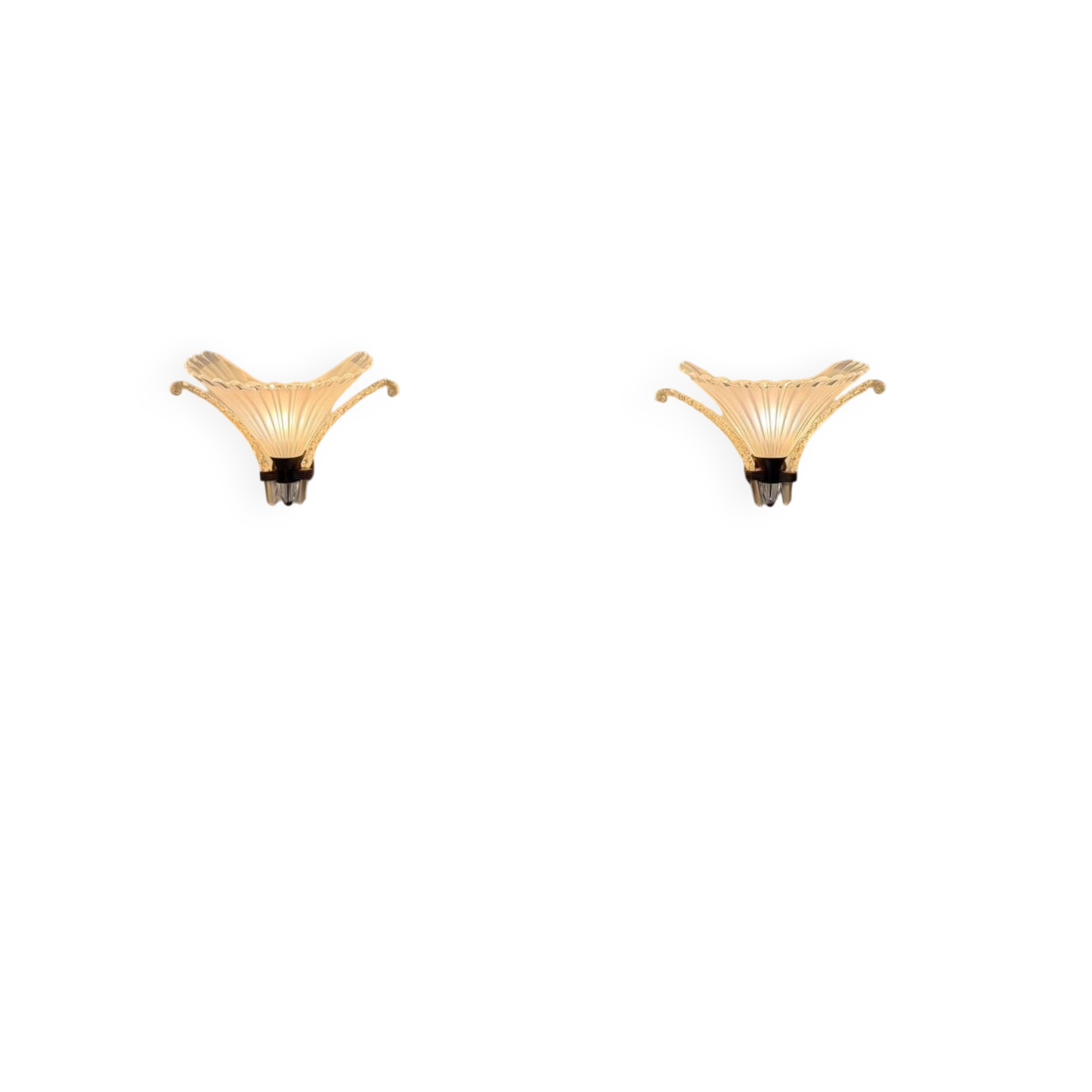 Pair of Venetian wall lights in Murano glass by Seguso, circa 1930.