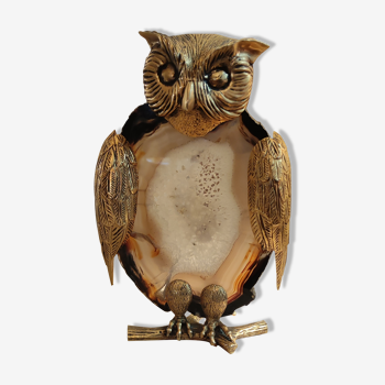 Hibou sur tranche d agate