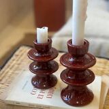 Colorful burgundy red designer candlestick holder
