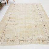 7x9 Shades Of Tan Beige Vintage Rug, 203x281Cm