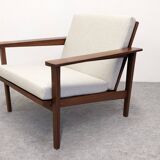 Pair of Scandinavian style armchairs in teak, France circa 1950.