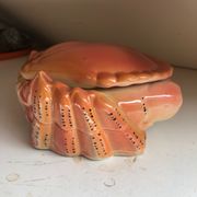 Boîte crabe en faïence signée Michel Caugant
