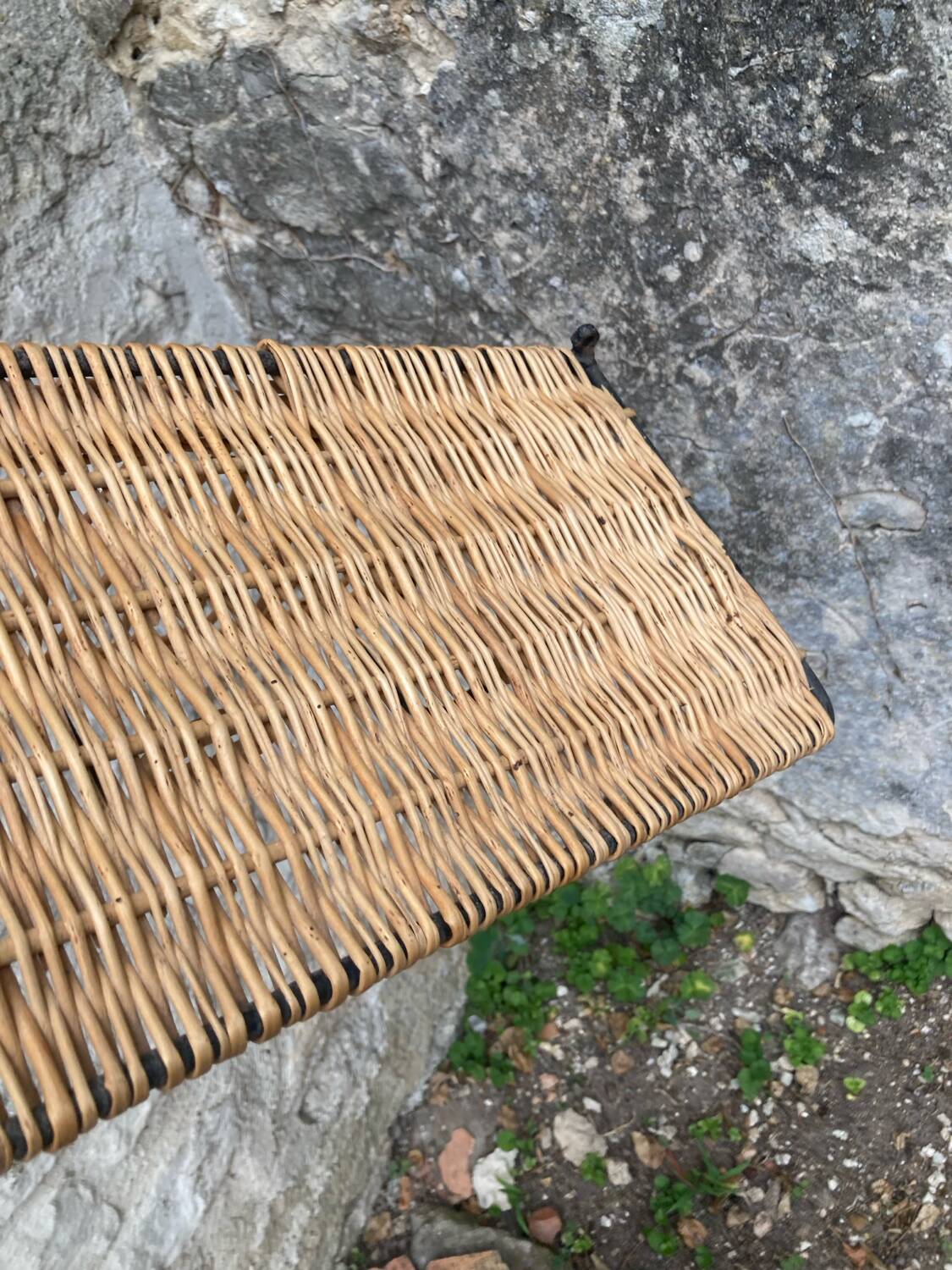 Vintage rattan wall coat rack