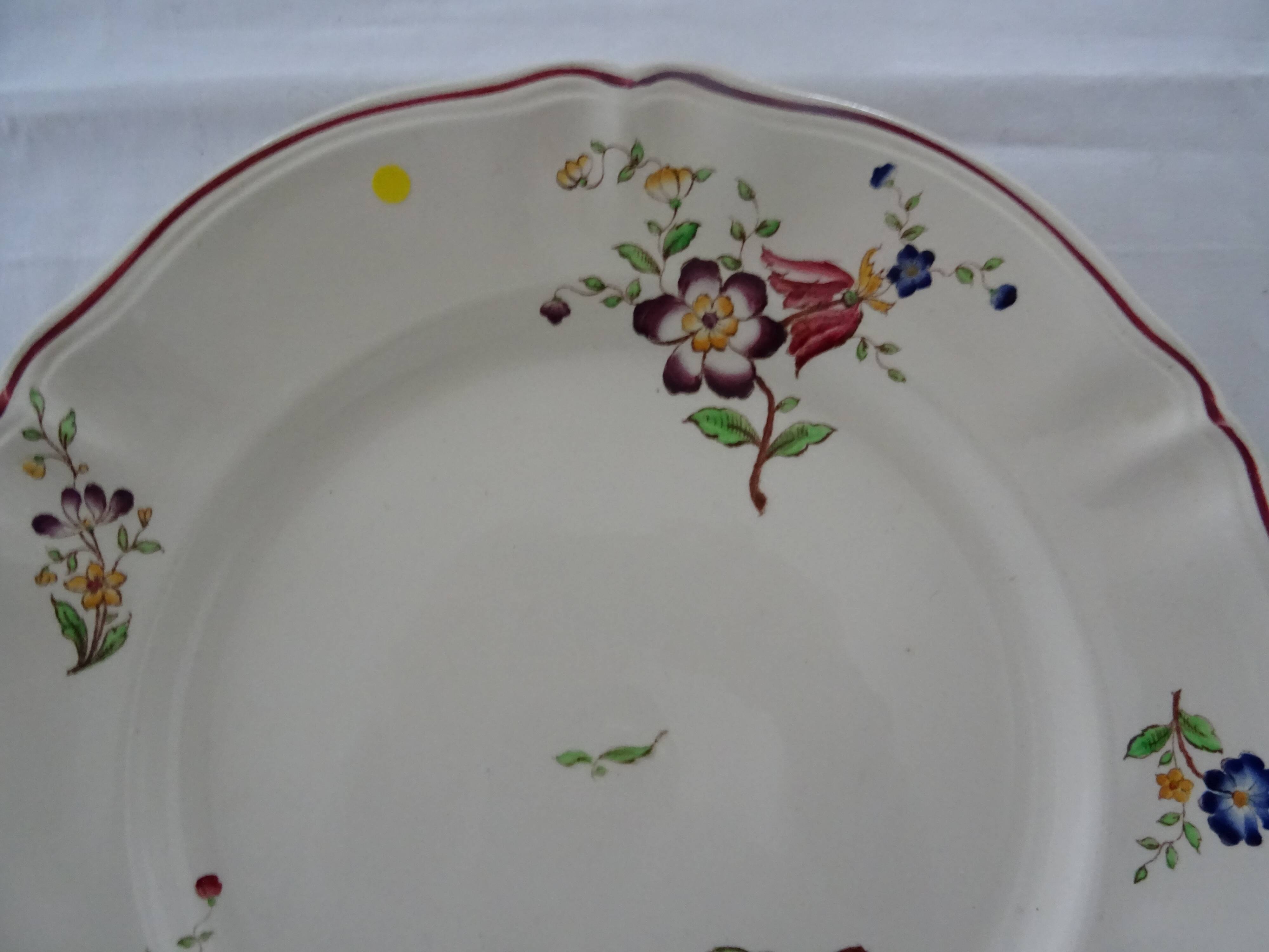 Large dish Sarreguemines 513112 faience old flowers STRASBOURG