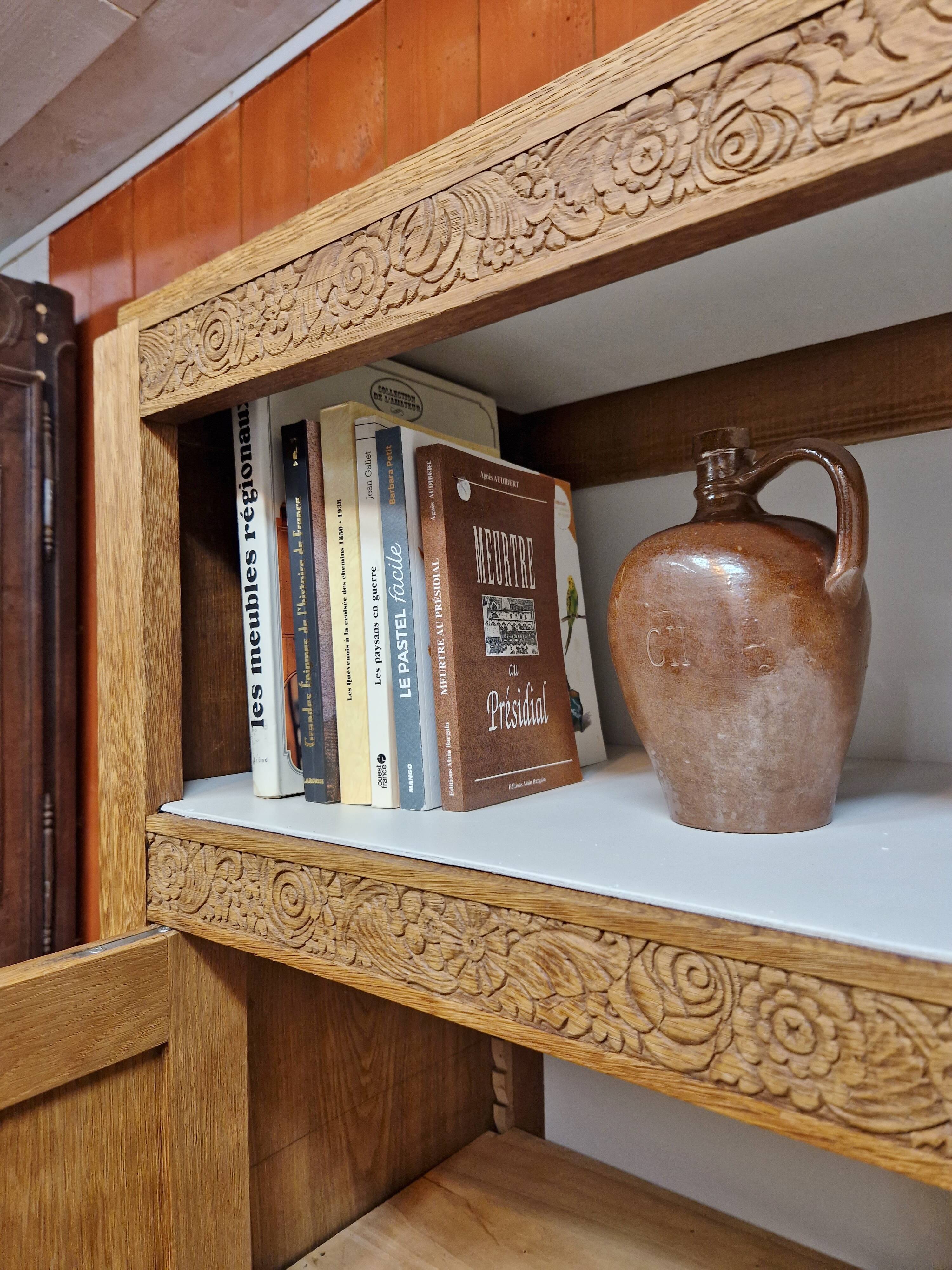 Oak wardrobe 2 doors Art Deco style renovated