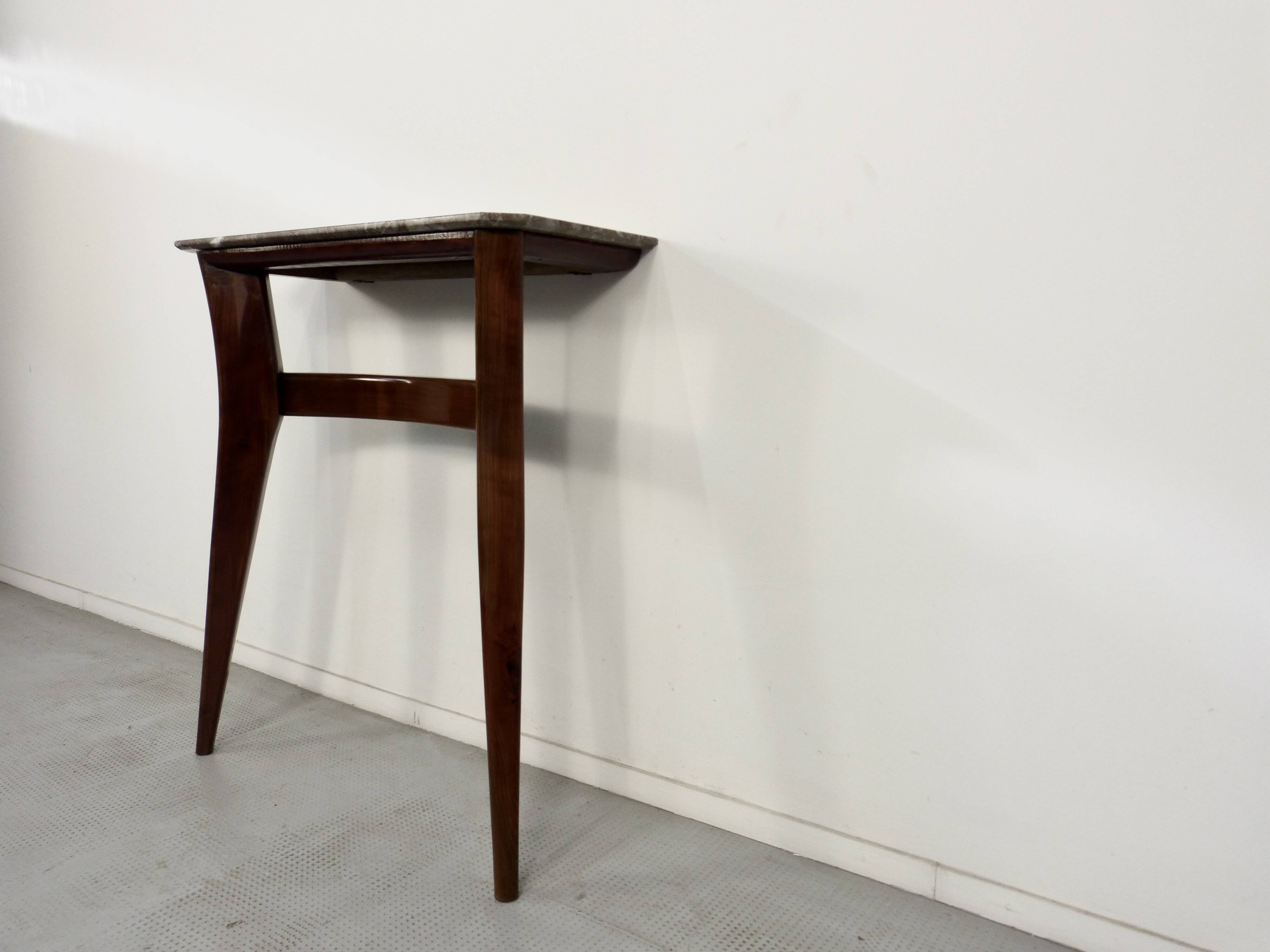 Italian Midcentury Console In Mahogany And Marble