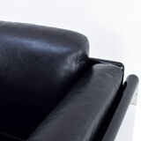 Fauteuil Simone en cuir noir par Ufficio Progetti Gavina pour Simon International