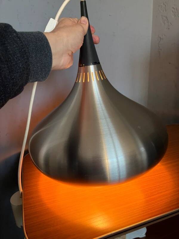 Vintage Fog & Mørup Pendant Lamp by Jo Hammerborg Denmark 1960s Aluminum