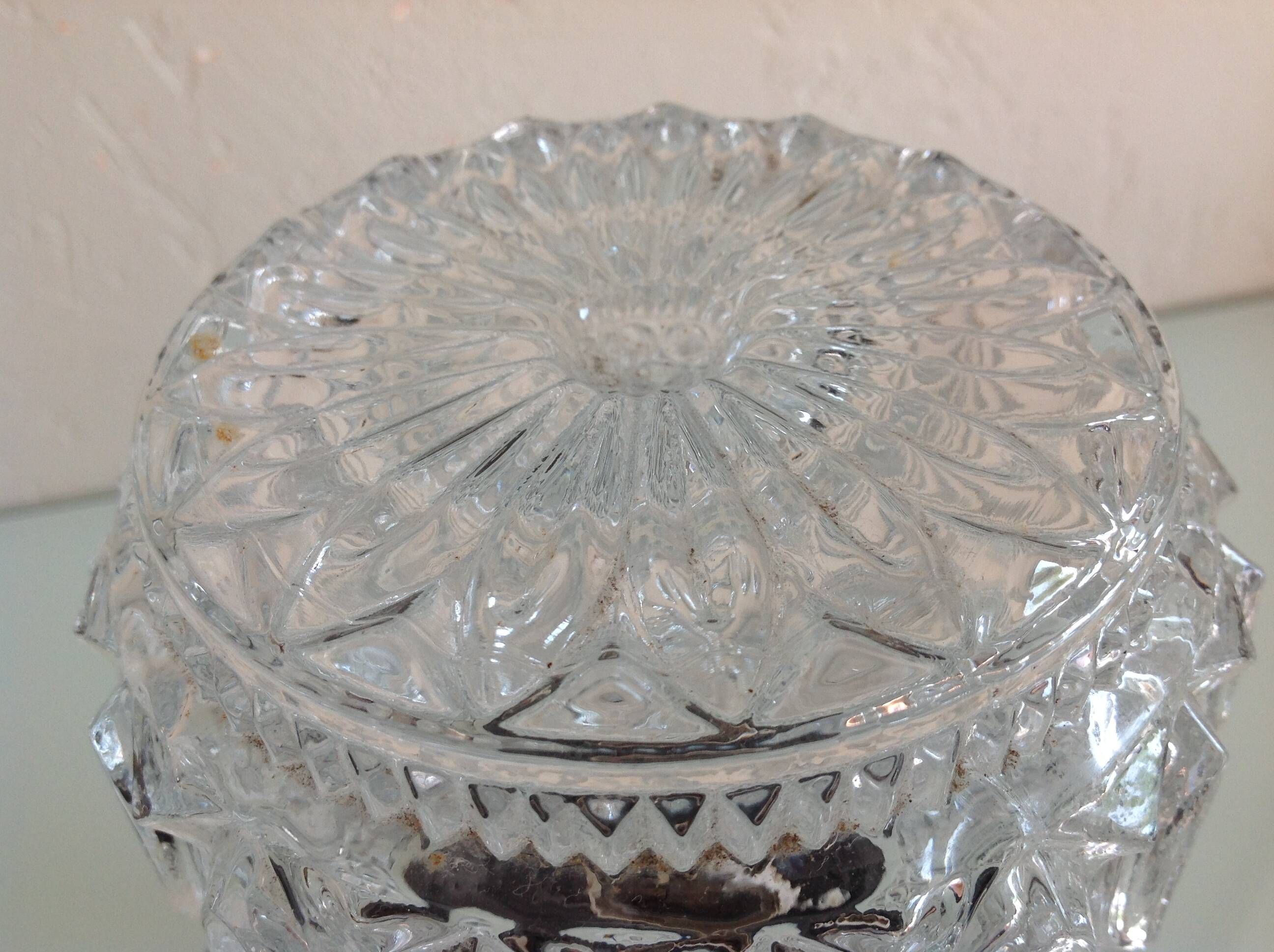 Pair of cylindrical structured glass ceiling lights / vintage 60s-70s