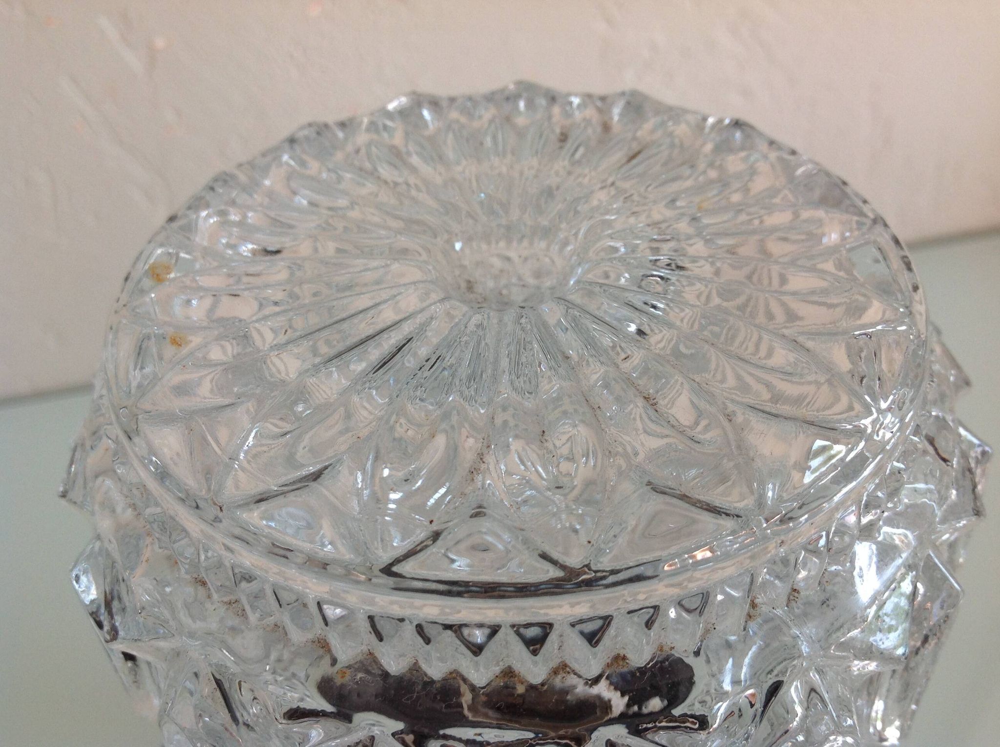 Paire de plafonniers cylindriques  en verre structuré / vintage années 60-70