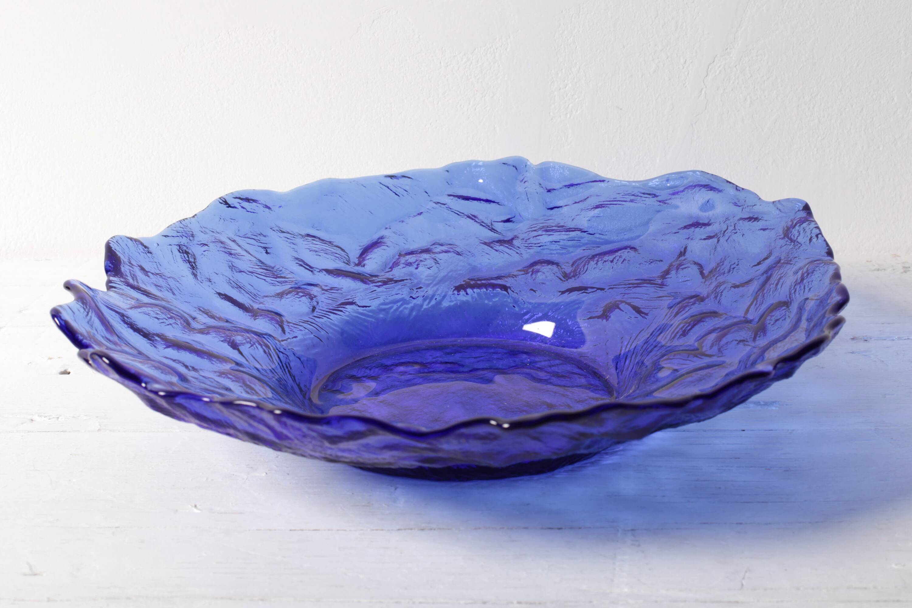Cobalt Blue Glass Bowl by Uno Westerberg / Pukeberg / Sweden / 1970s