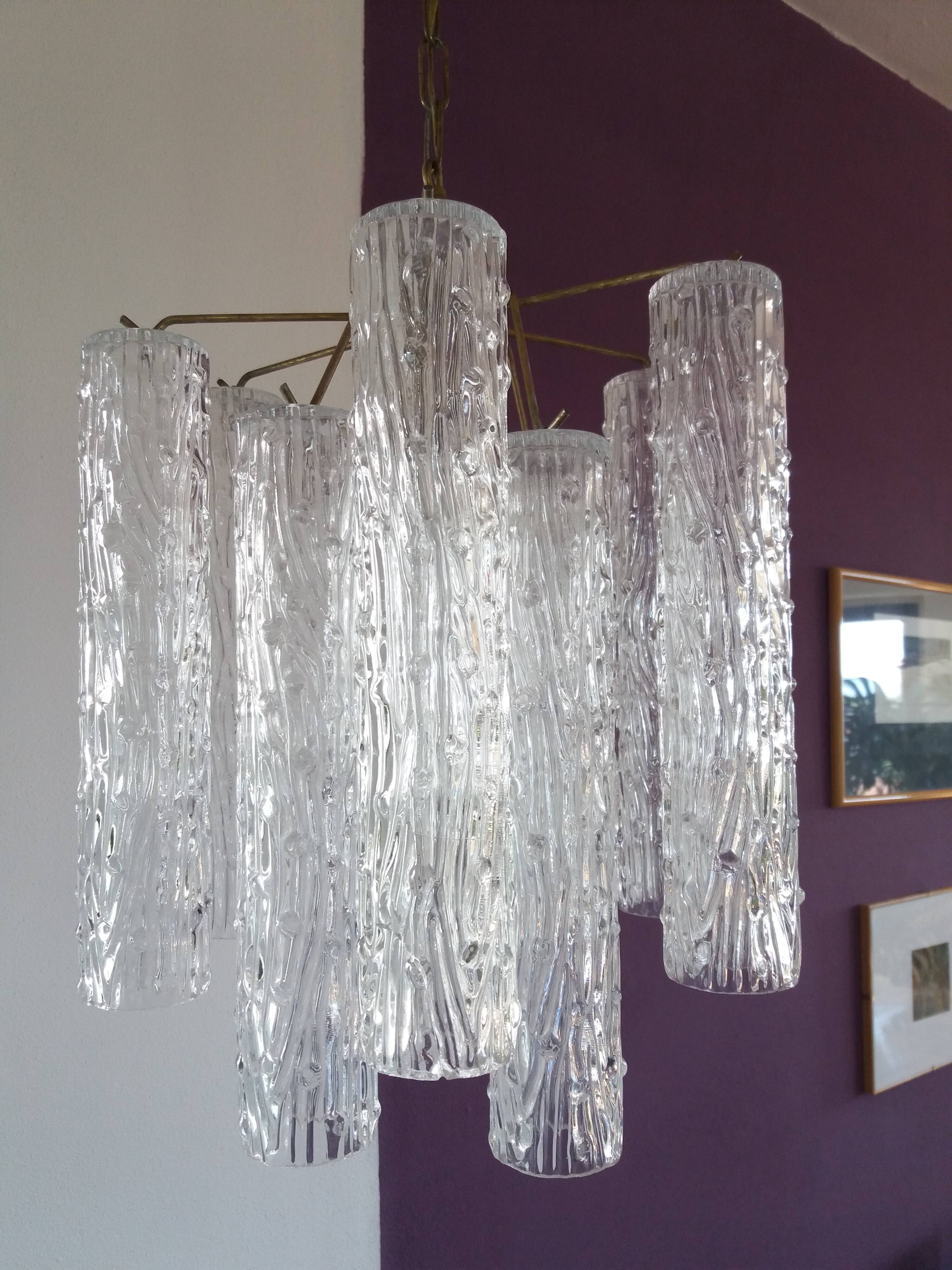 Murano glass chandelier "Tronchi" style 60's Venini style