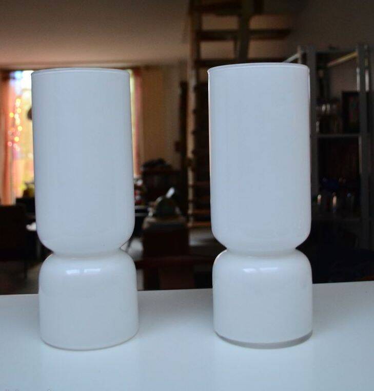 Pair of vintage opaline lamps