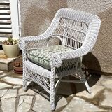 Vintage rattan kids garden armchair