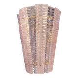 Lantern in Pink Transparent and Sanded Murano Glass in Barovier E Toso Style