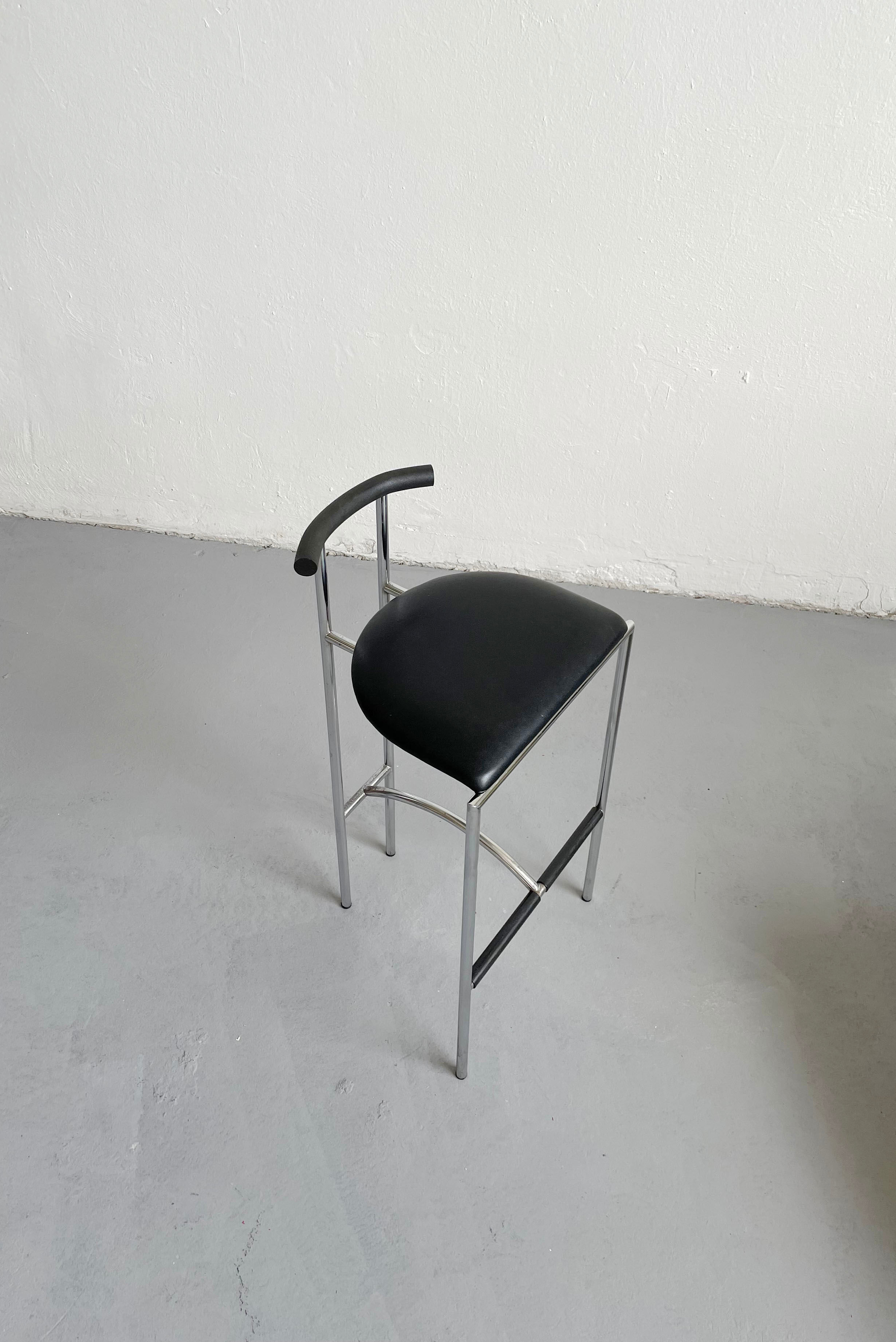 Italian Postmodern Black Tokyo Stool by Rodney Kinsman for Bieffeplast, 1985
