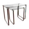 Nesting tables in chrome and smoked glass, 1970-80