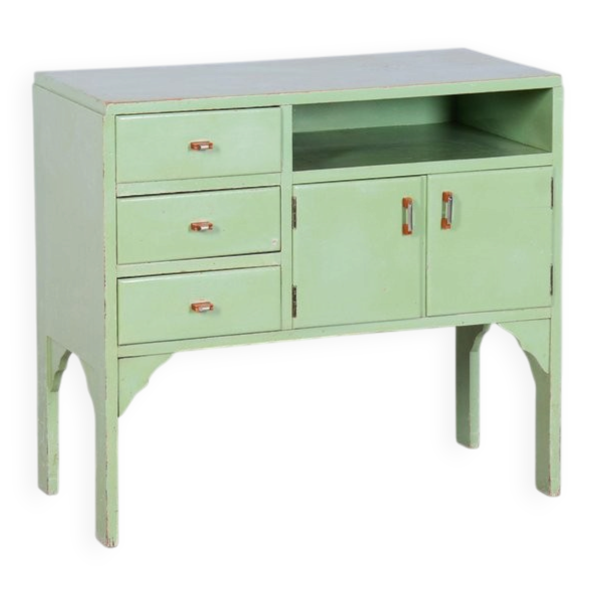 Art Deco Small Cabinet in Spruce & Paint, Czech, 1920s