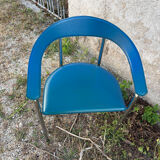 Série de 6 fauteuils design italien en cuir et métal chromé vintage