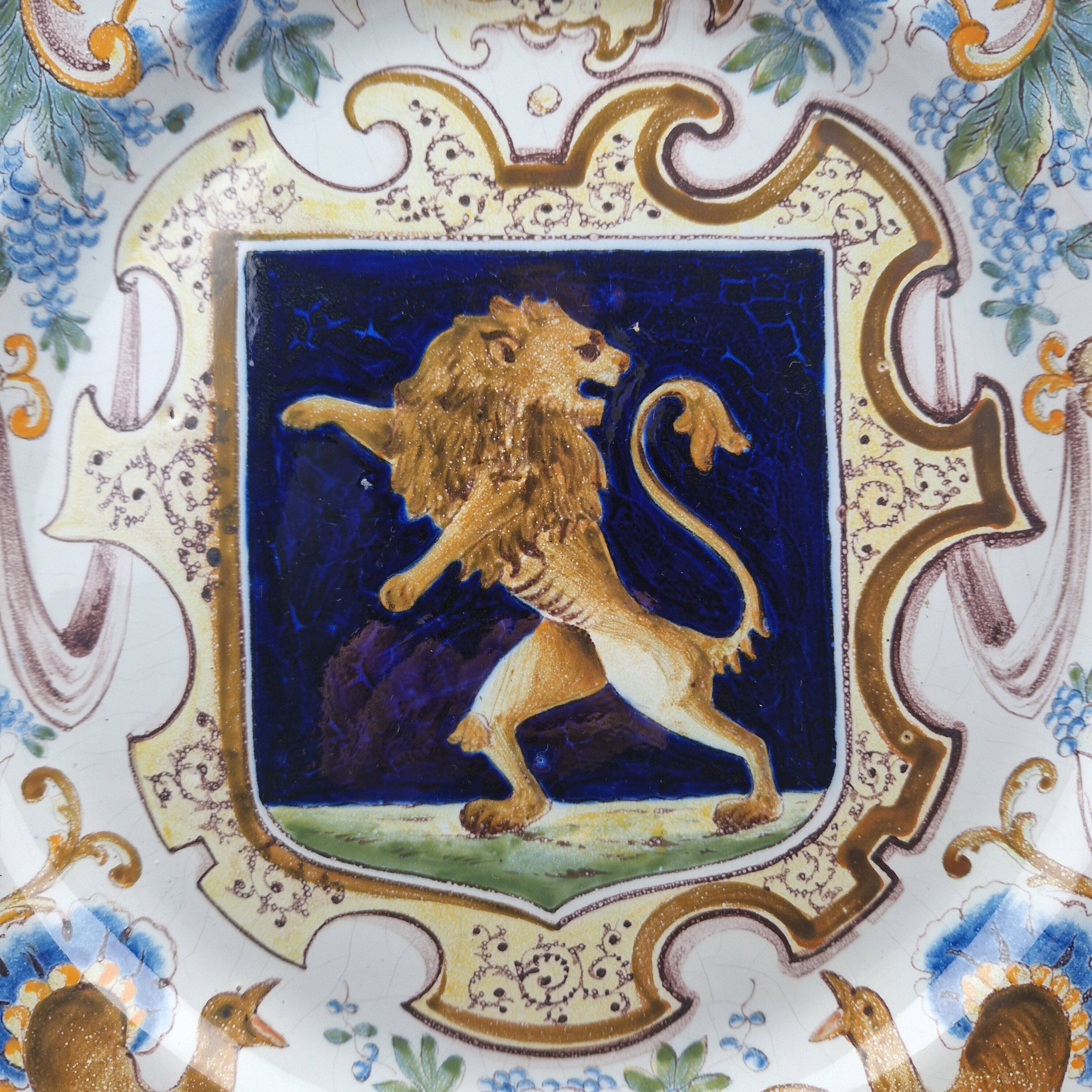 Large plate St Clément old wall decoration lion decor