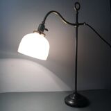 Old with opaline gooseneck desk lamp