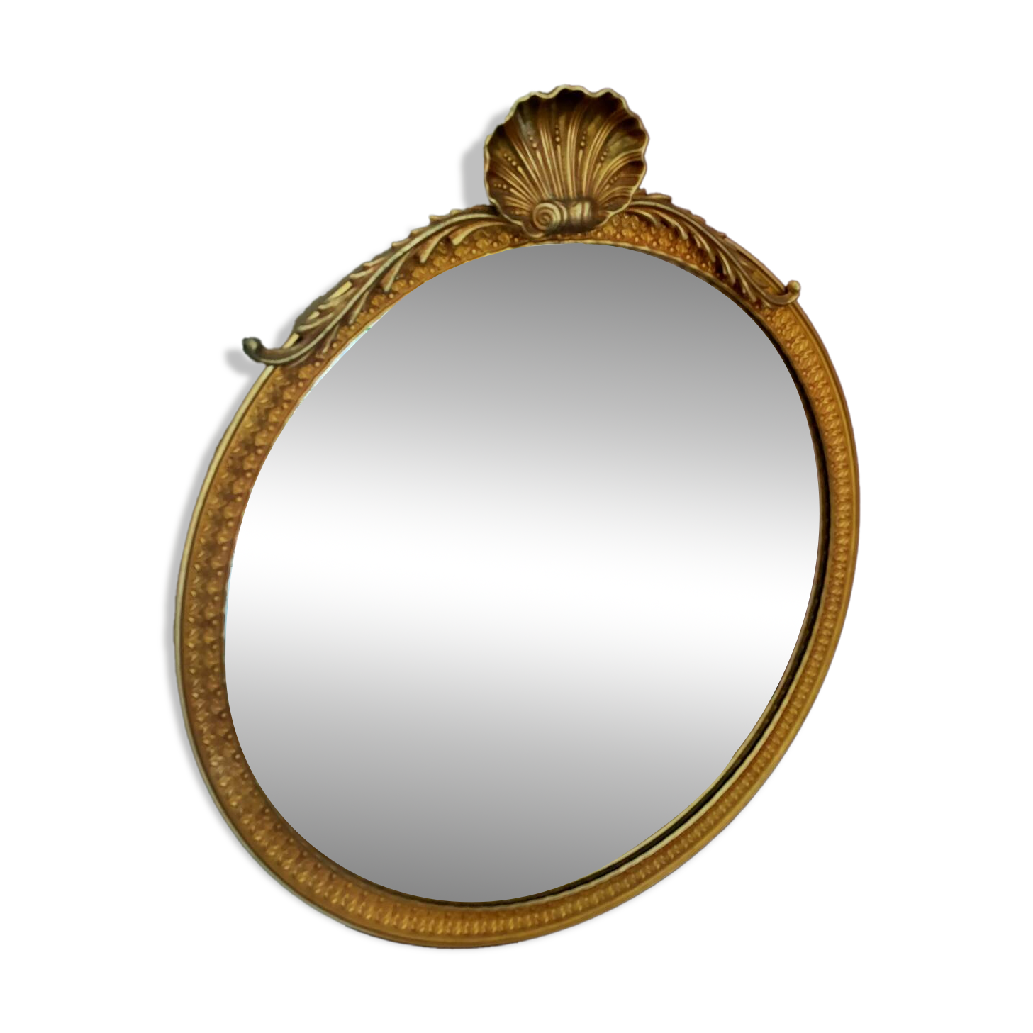 Large round gold metal mirror