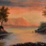 French school of the end of the nineteenth, landscape at the river, animated by a character.
