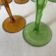 Vintage stemmed glasses, green or amber stem