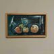 Oil on panel "Still life with fruits" by unknown artist, vintage & framed 43×25cm