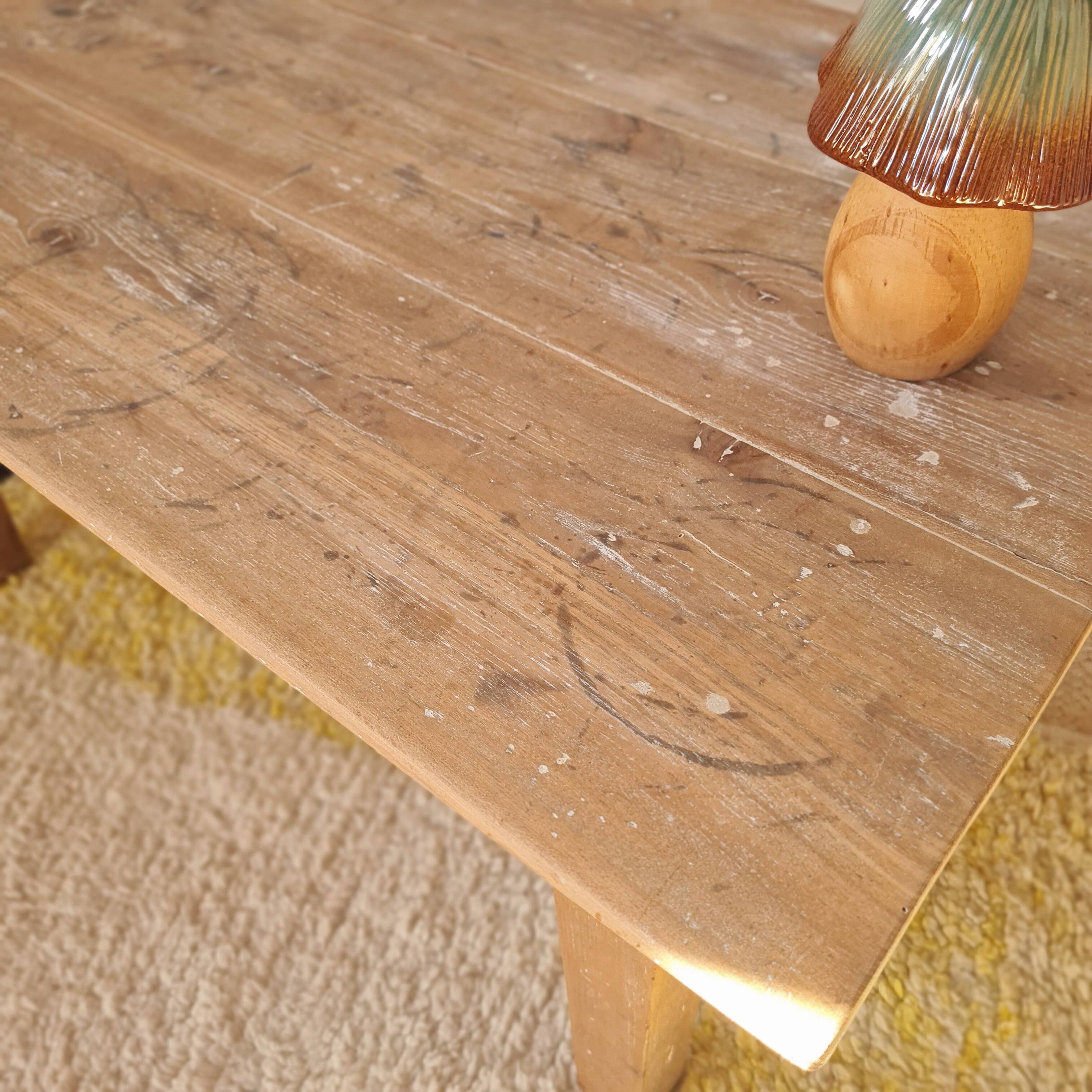 Old low farmhouse table - 2 drawers