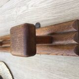 VINTAGE Geometric Solid Oak COAT RACK