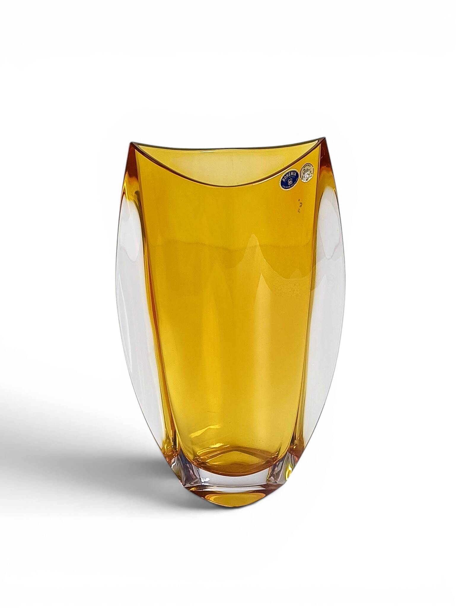 Vase en verre cuit en ambre Art Déco bohémien, Bohême du Nord, vers 1930