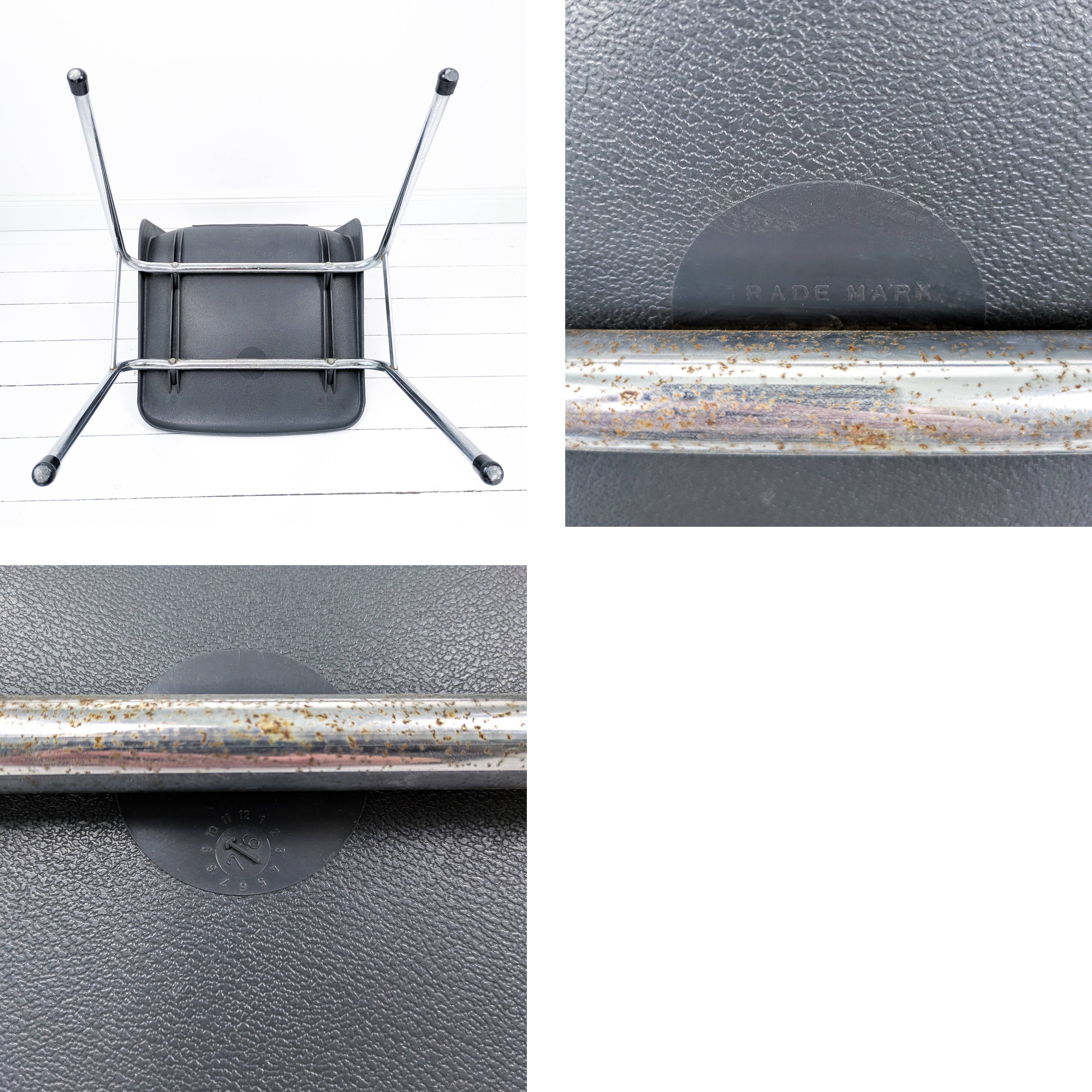 Chaise vintage Mid-Century coque plastique et piètement tubulaire