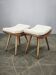 Pair of Mid-Century Beech Stools, Czechoslovakia, 1960s