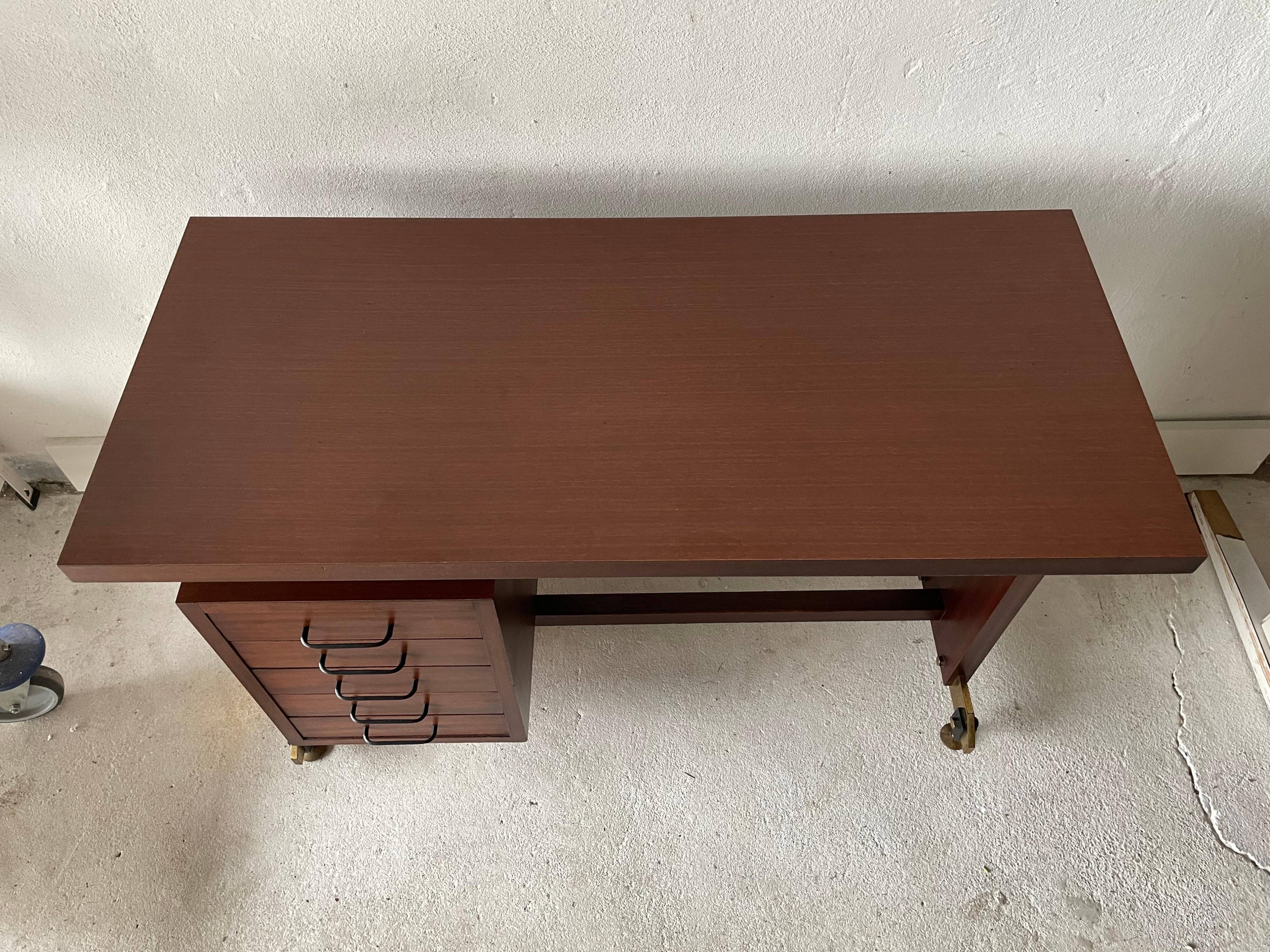 Mid-century modern Italian desk with 5 drawers, 1960s, Italy
