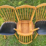 Set de 4 chaises Baumann assise en simili cuir noir