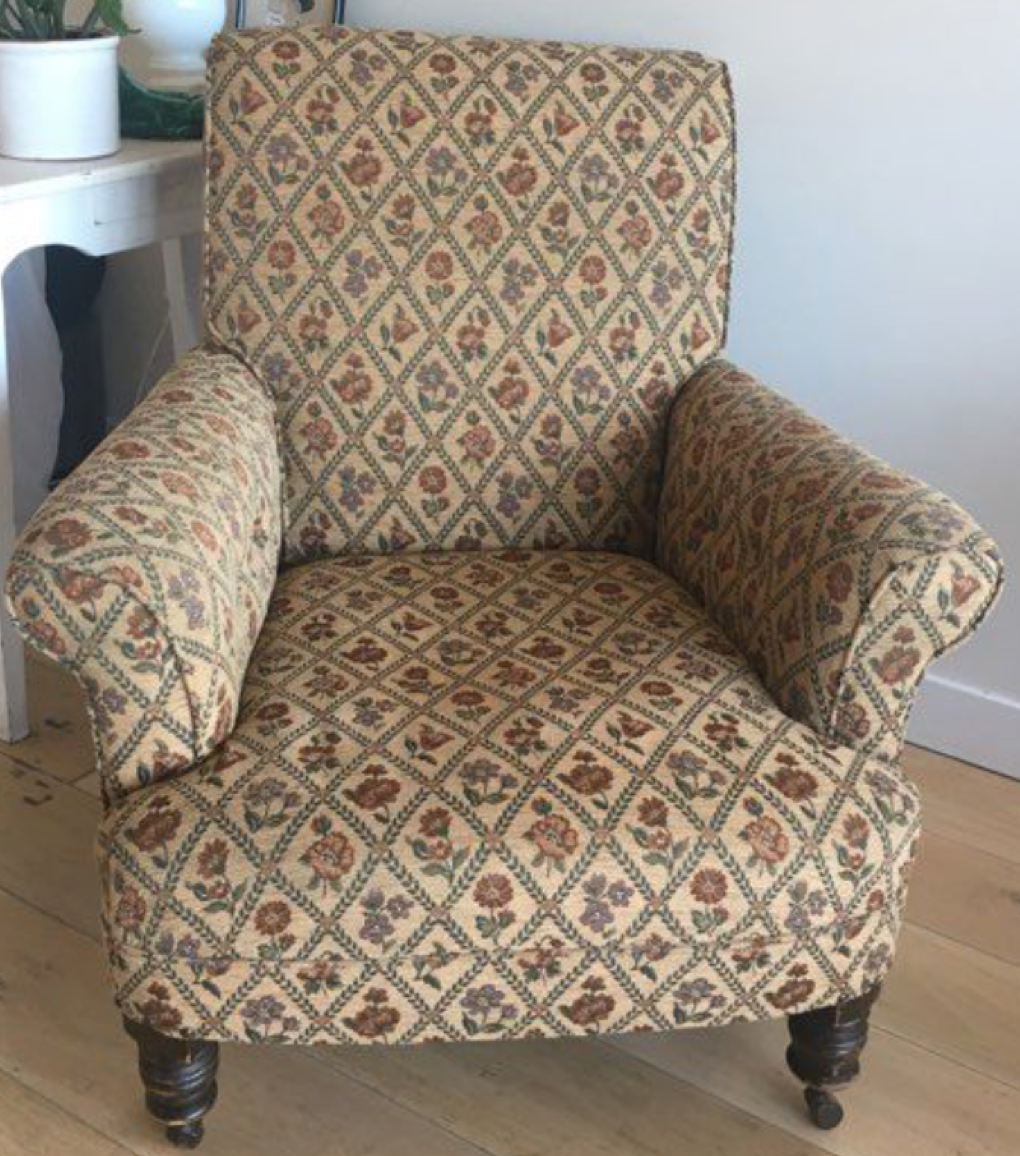 Beige armchair upholstered flowers