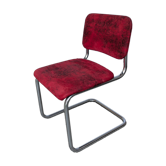 Cesca Style Dining Chair: Red Fabric, Tubular Frame, 1970s ( 2 in stock)