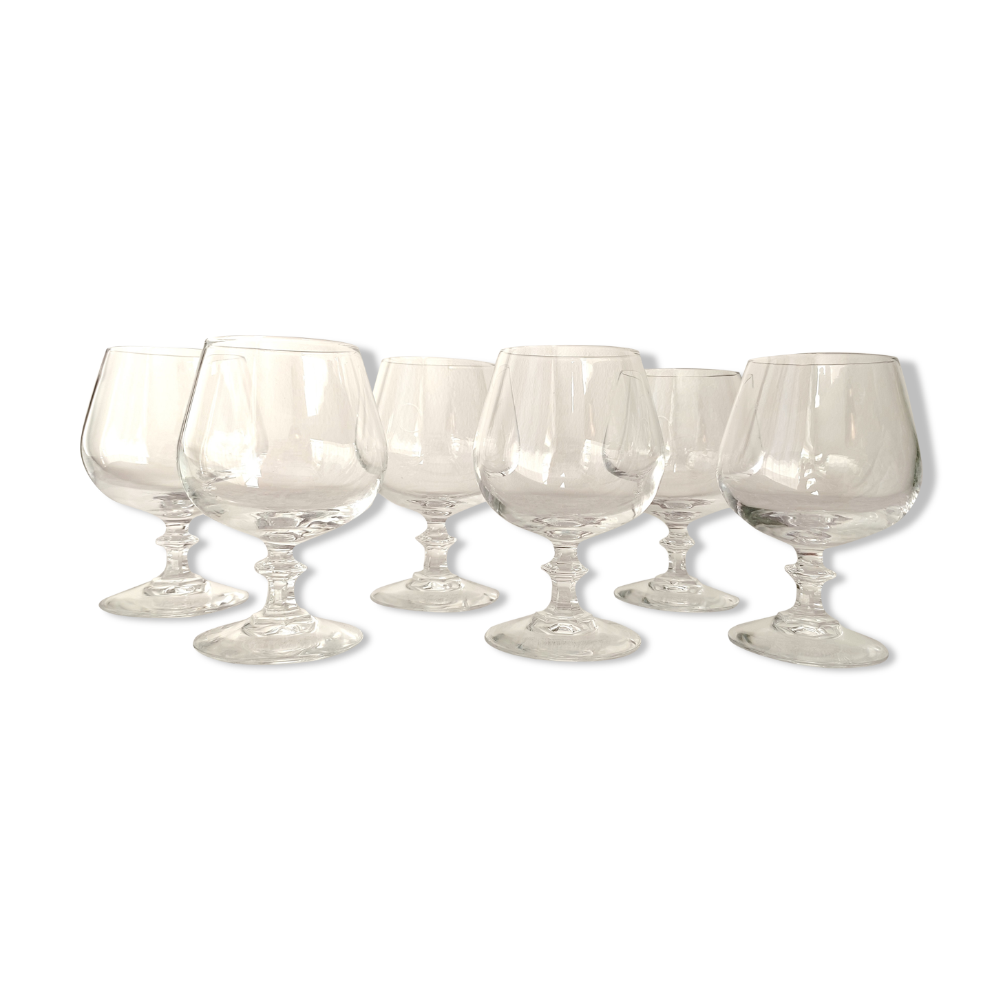 Cognac glasses in vintage arch crystal octagonal foot