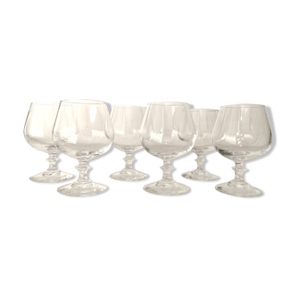 Verres à cognac en cristal d'arque vintage pied octogonal
